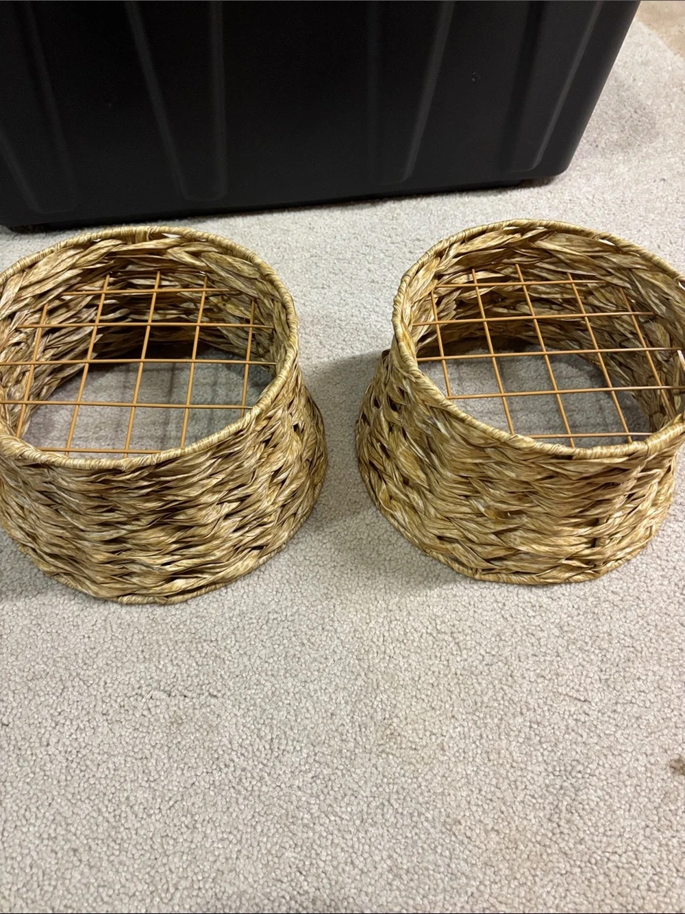 Natural Woven Seagrass Round Storage Baskets - Set of 2